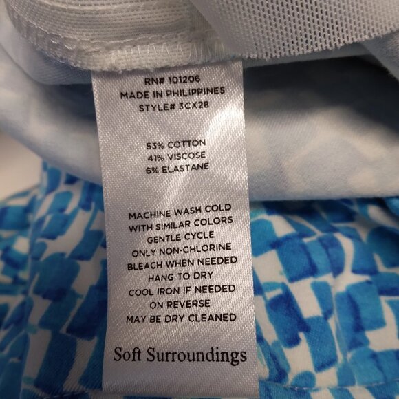 Soft Surroundings Blue and White Pull On Ankle Pants  Size PM - Picture 9 of 10